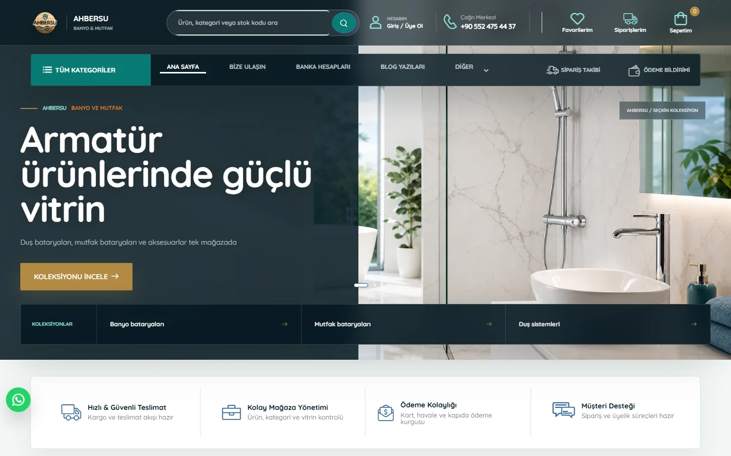 Ahbersu web sitesi, masaüstü görünümü