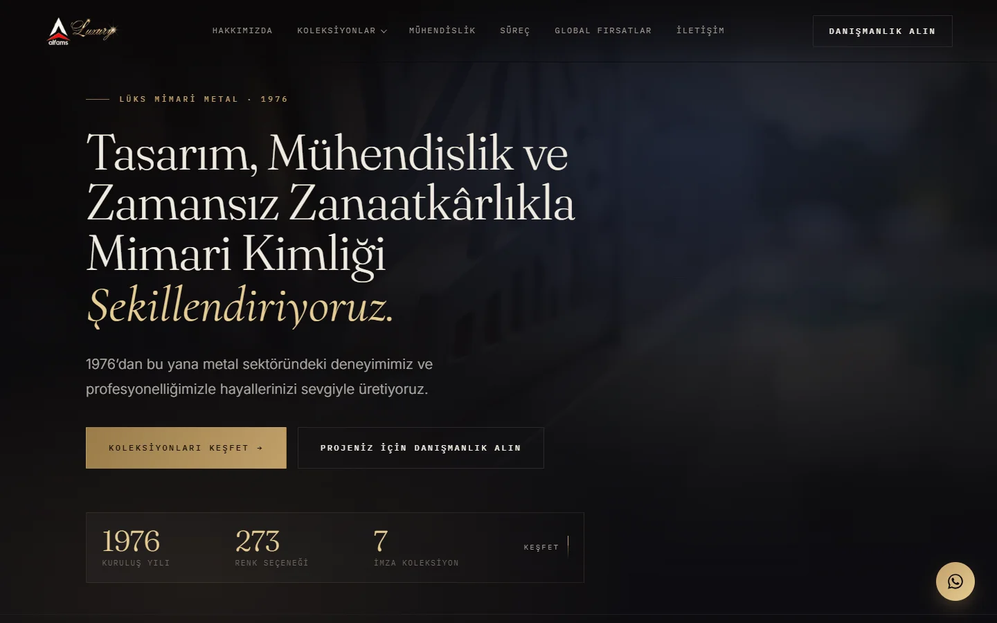 ALFAMS web sitesi, masaüstü görünümü