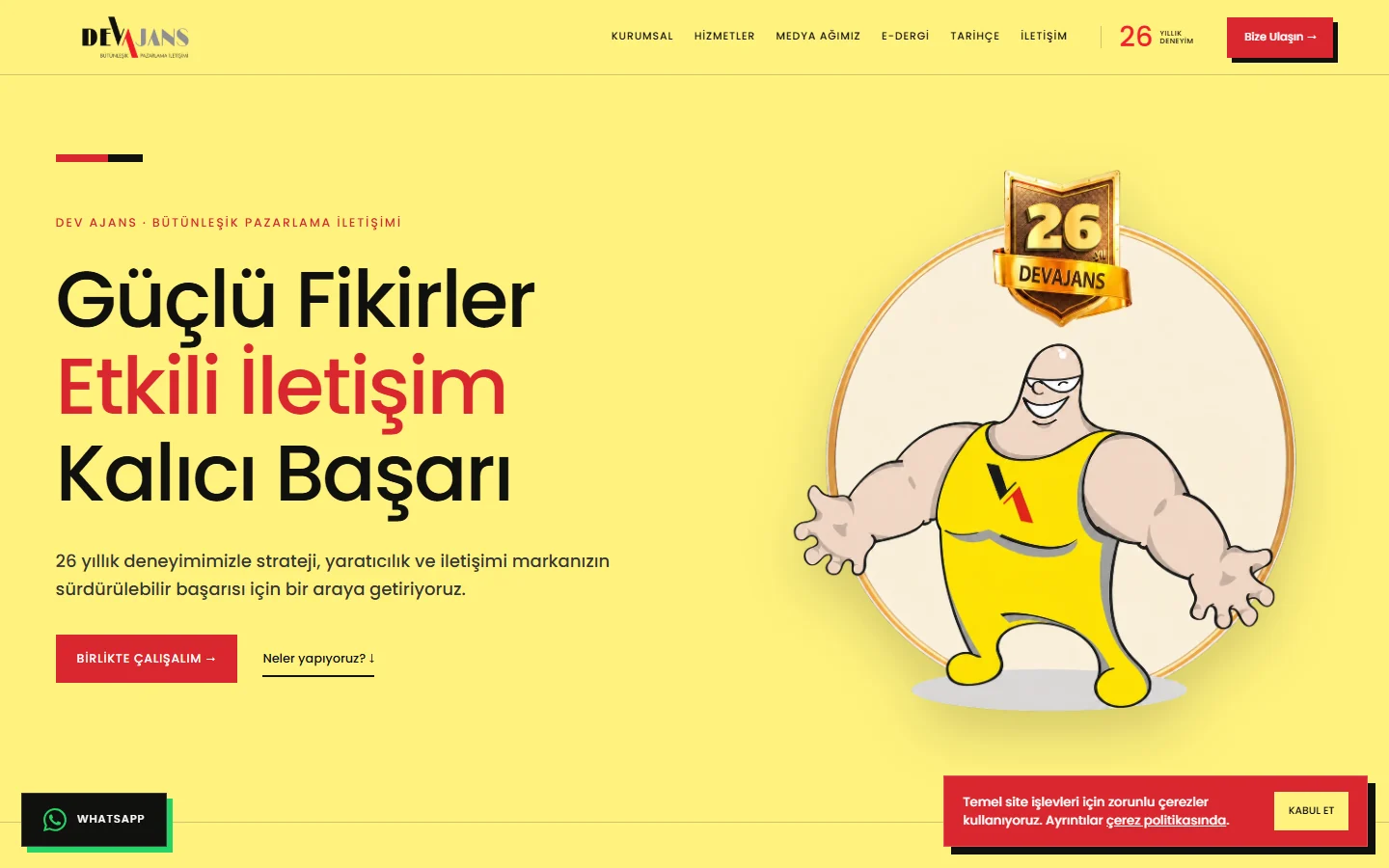Devajans web sitesi, masaüstü görünümü