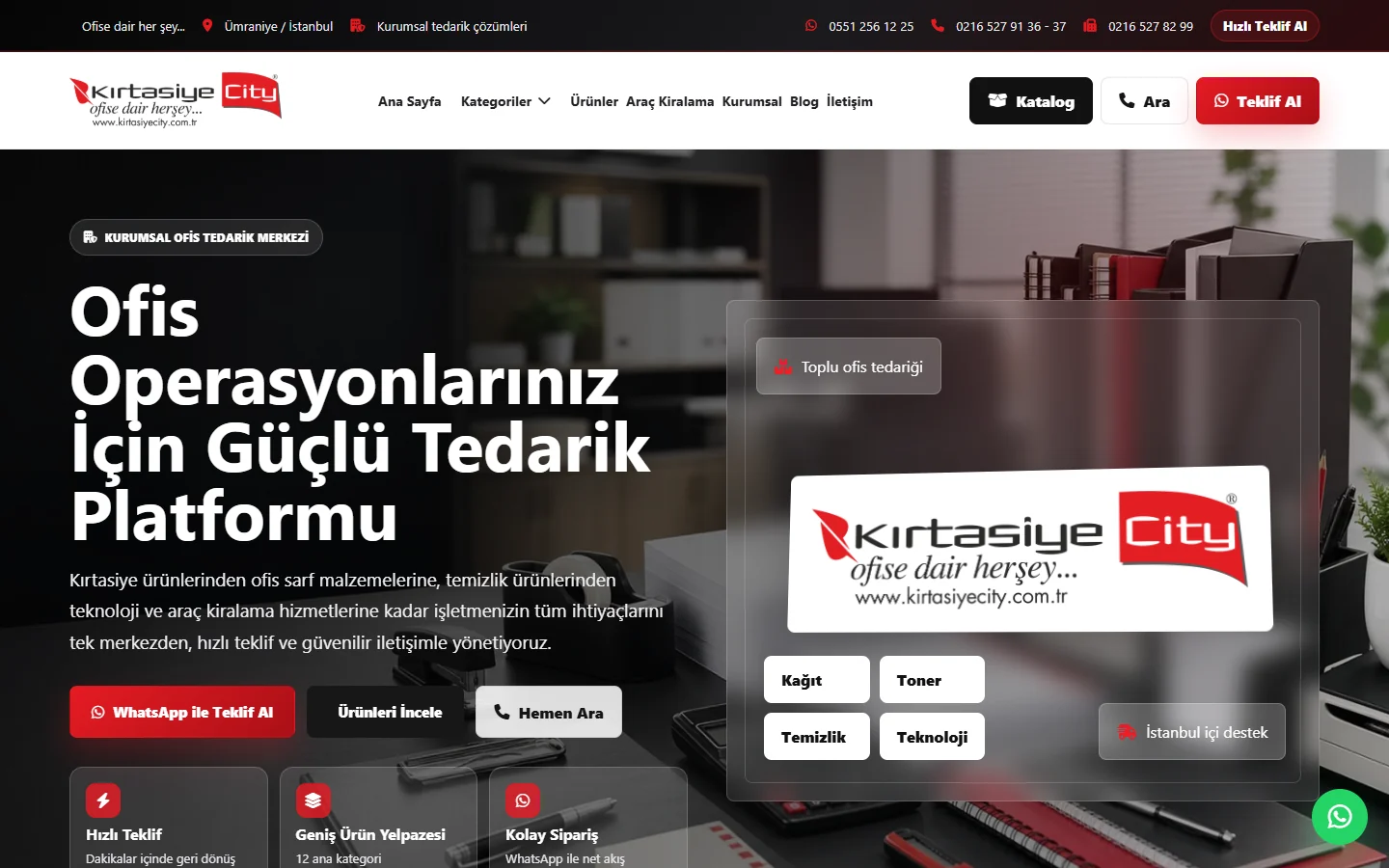 Kırtasiye City web sitesi, masaüstü görünümü