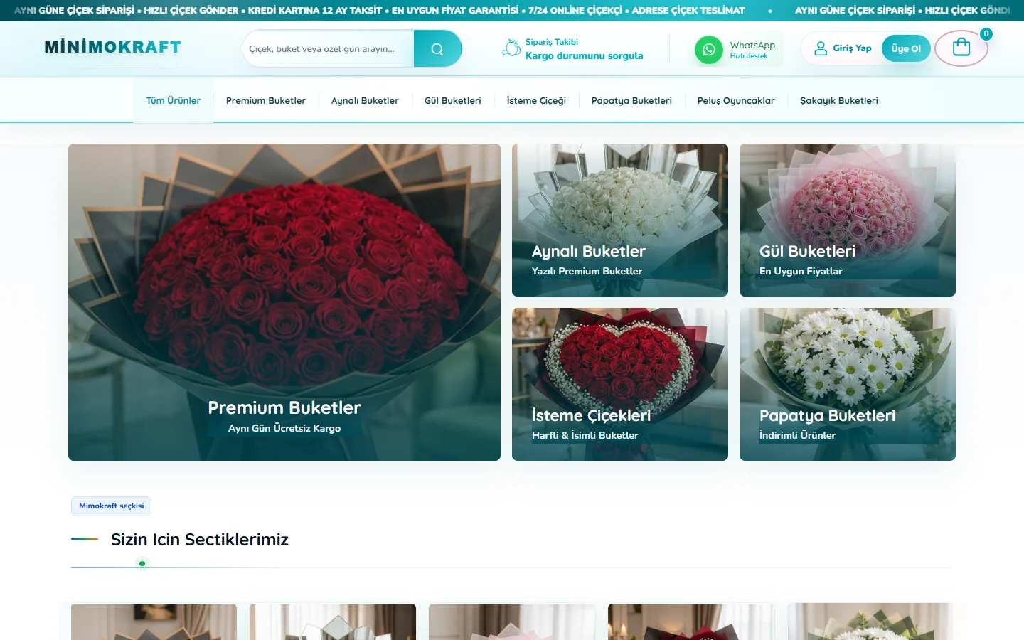 Minimokraft web sitesi, masaüstü görünümü