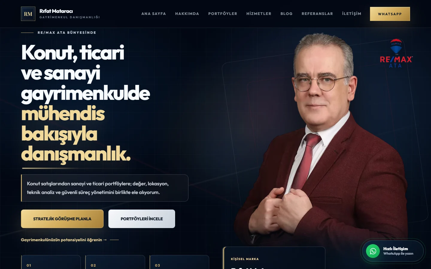 Rıfat Mataracı web sitesi, masaüstü görünümü