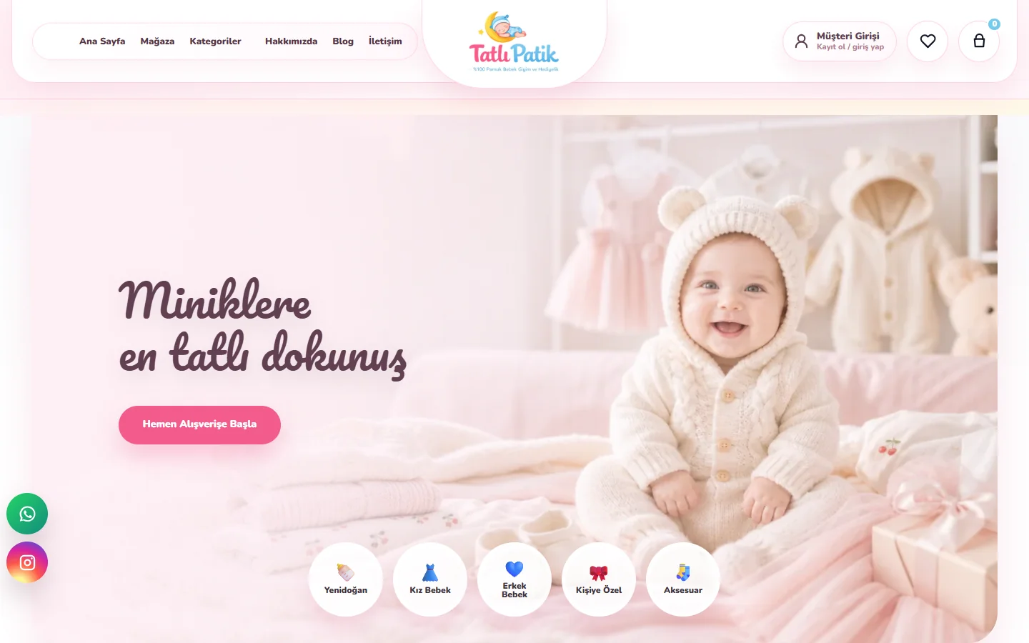 Tatlı Patik web sitesi, masaüstü görünümü