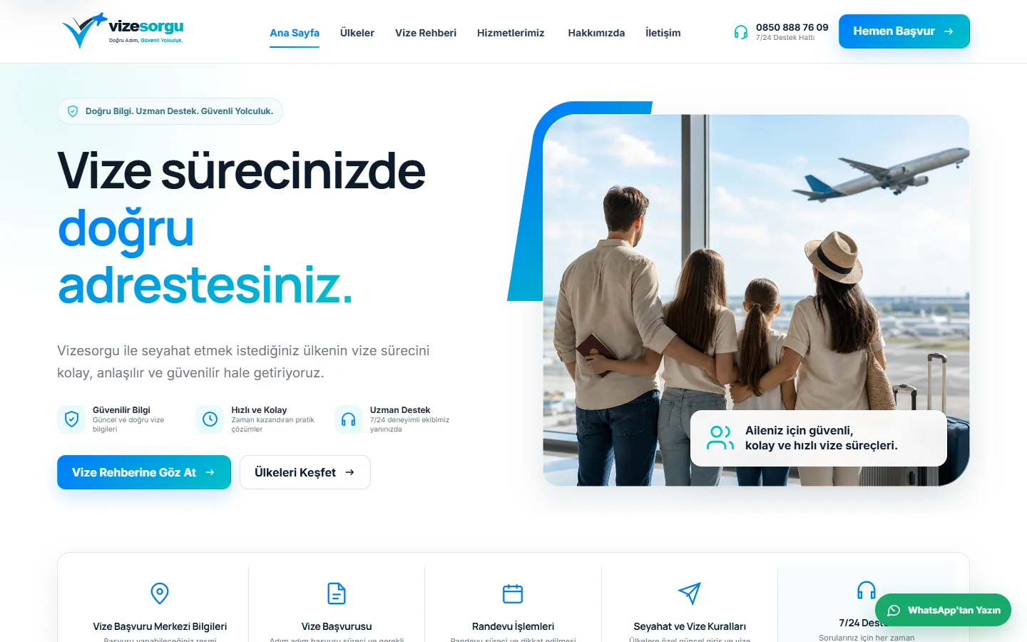 VizeSorgu web sitesi, masaüstü görünümü